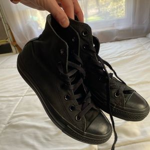 All Black High Top Converse All Stars